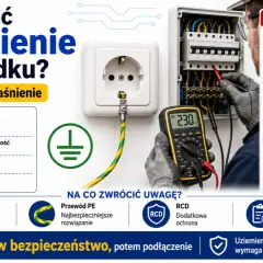Instrukcja bezpiecznego zerowania gniazdka: wyłącz zasilanie, sprawdź przewód PE, zleć pomiary elektrykowi. Nie pracuj pod napięciem.