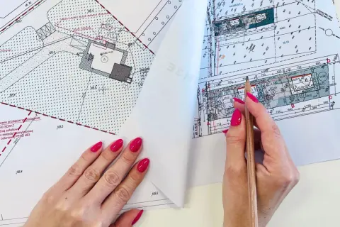 Mapa do celów projektowych cena: szczegółowy plan terenu z zaznaczonymi przyłączami i budynkami.
