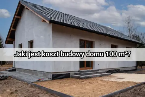 Nowy dom w stanie surowym, z widocznym pytaniem o koszt budowy domu 100 m².