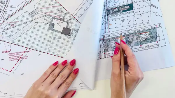 Mapa do celów projektowych cena: szczegółowy plan terenu z zaznaczonymi przyłączami i budynkami.